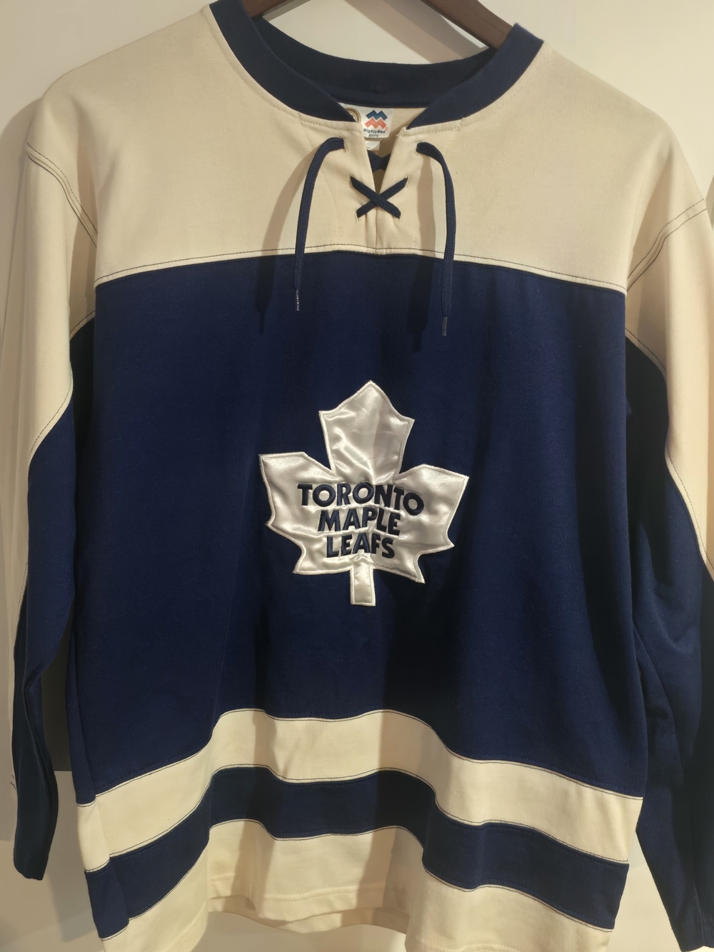 Toronto Maple Leafs Navy & Cream Lace-Up Hockey Pullover